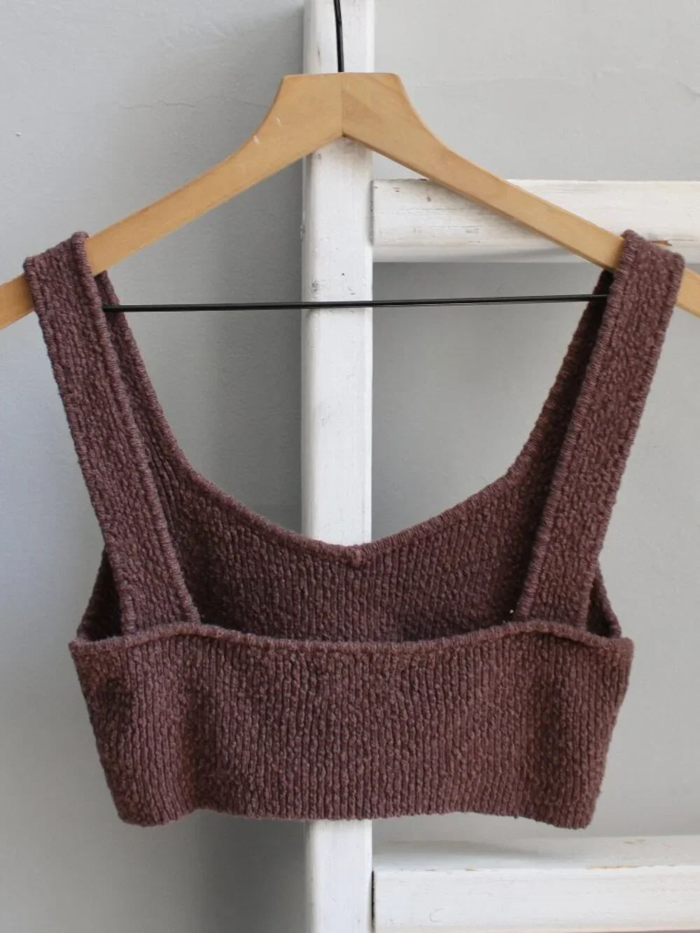 Urban Outfitters Textured Crochet Brown Cropped Tank Top Size Large